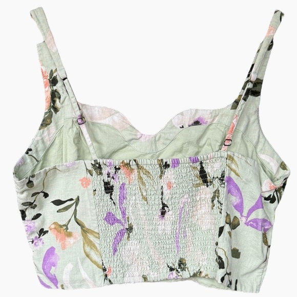 Abercrombie & Fitch Green Floral Linen Crop‎ Top Sz XL - Picture 3 of 7
